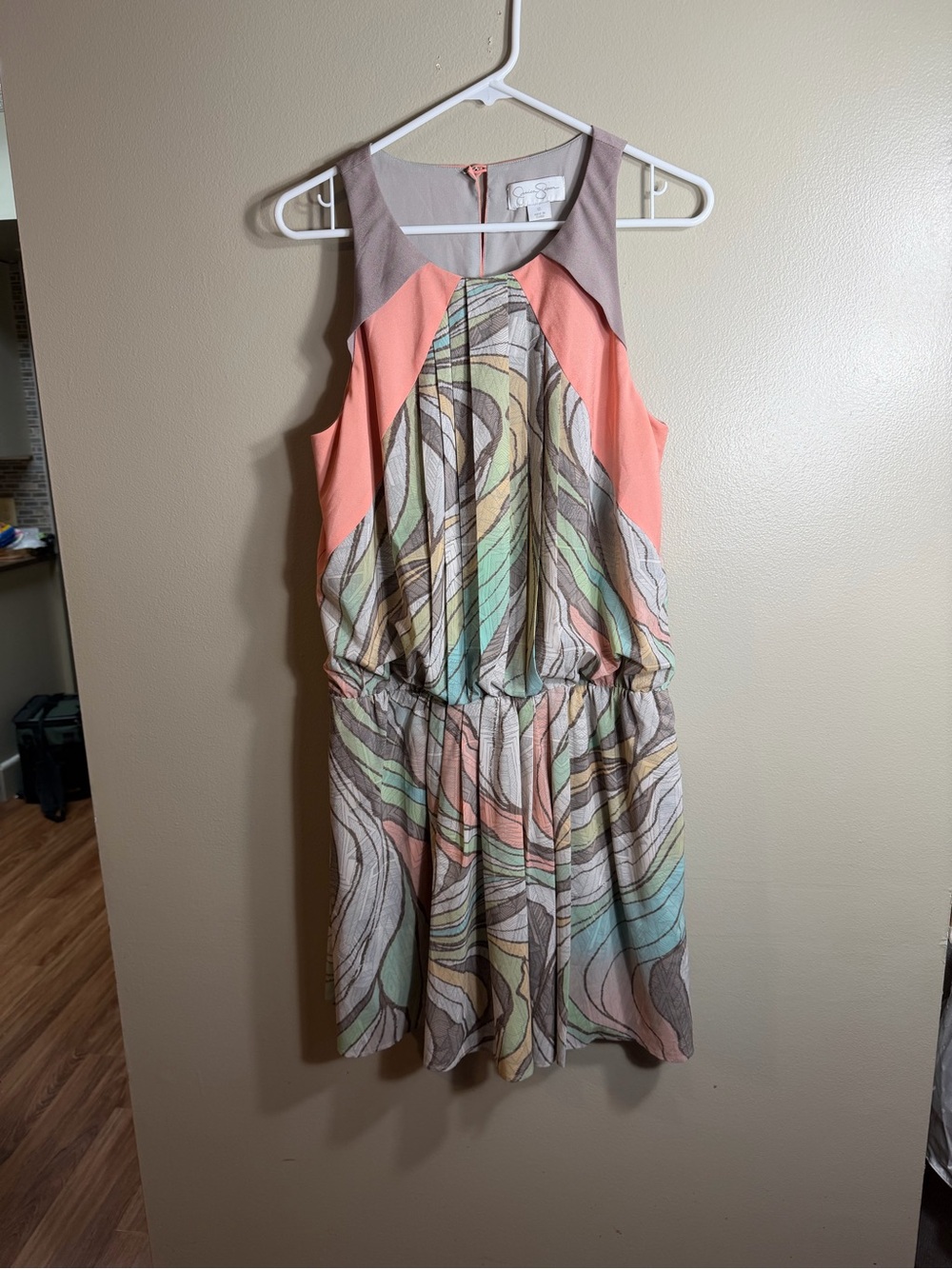 Jessica Simpson Sleeveless Printed Fit & Flare Dress Size 10 Pastel